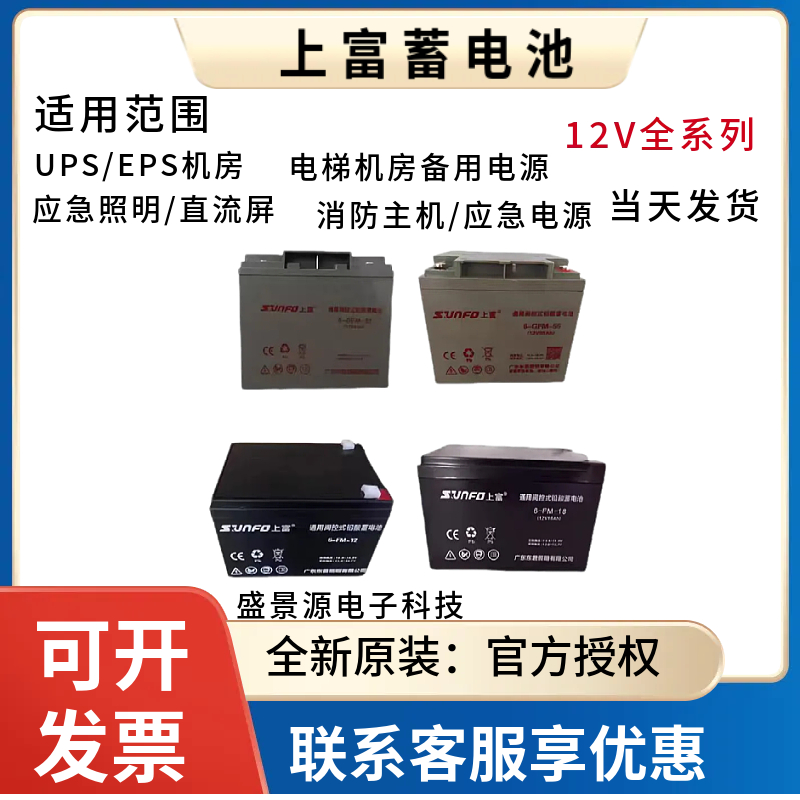 上富蓄电池6-GFM-12V33AH18AH12A55A广东东君A型应急照明集中电源