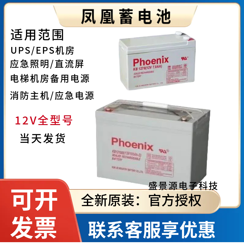 Phoenix凤凰蓄电池KB-12V100AH65AH40A33AH24AH17AH12AH7AH 消防