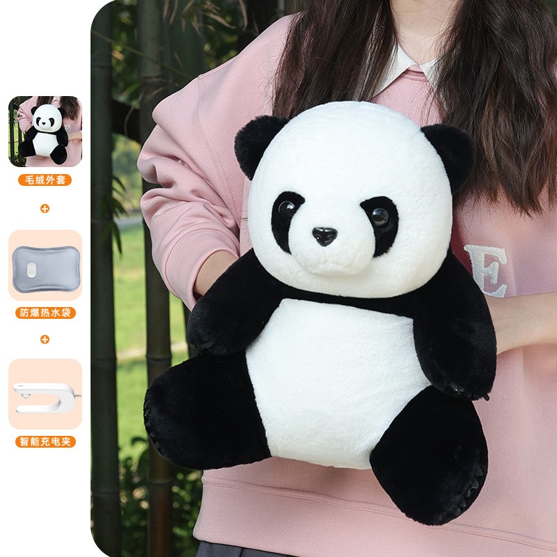 可爱熊猫玩偶热水袋暖宝宝充电款2025新款暖手宝暖水袋被窝专用