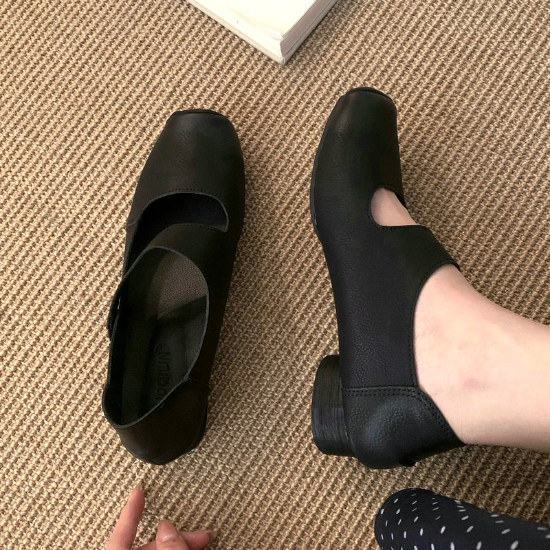 法式玛丽珍鞋女复古擦色芭蕾舞鞋