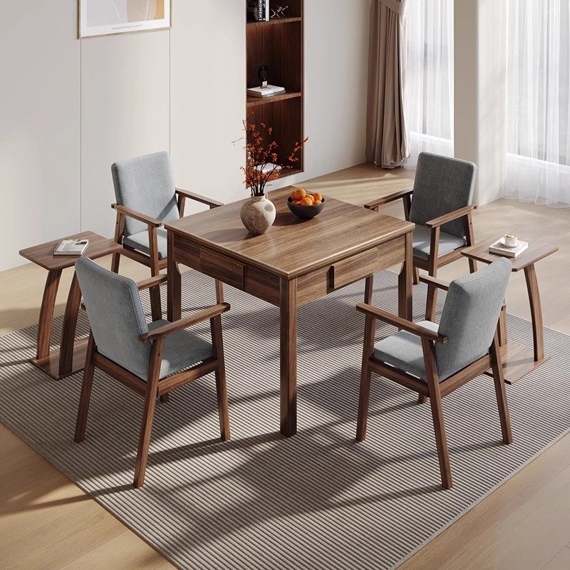 睿腾全自动麻将机餐桌实木多功能新中式方桌高档中式棋牌桌低音