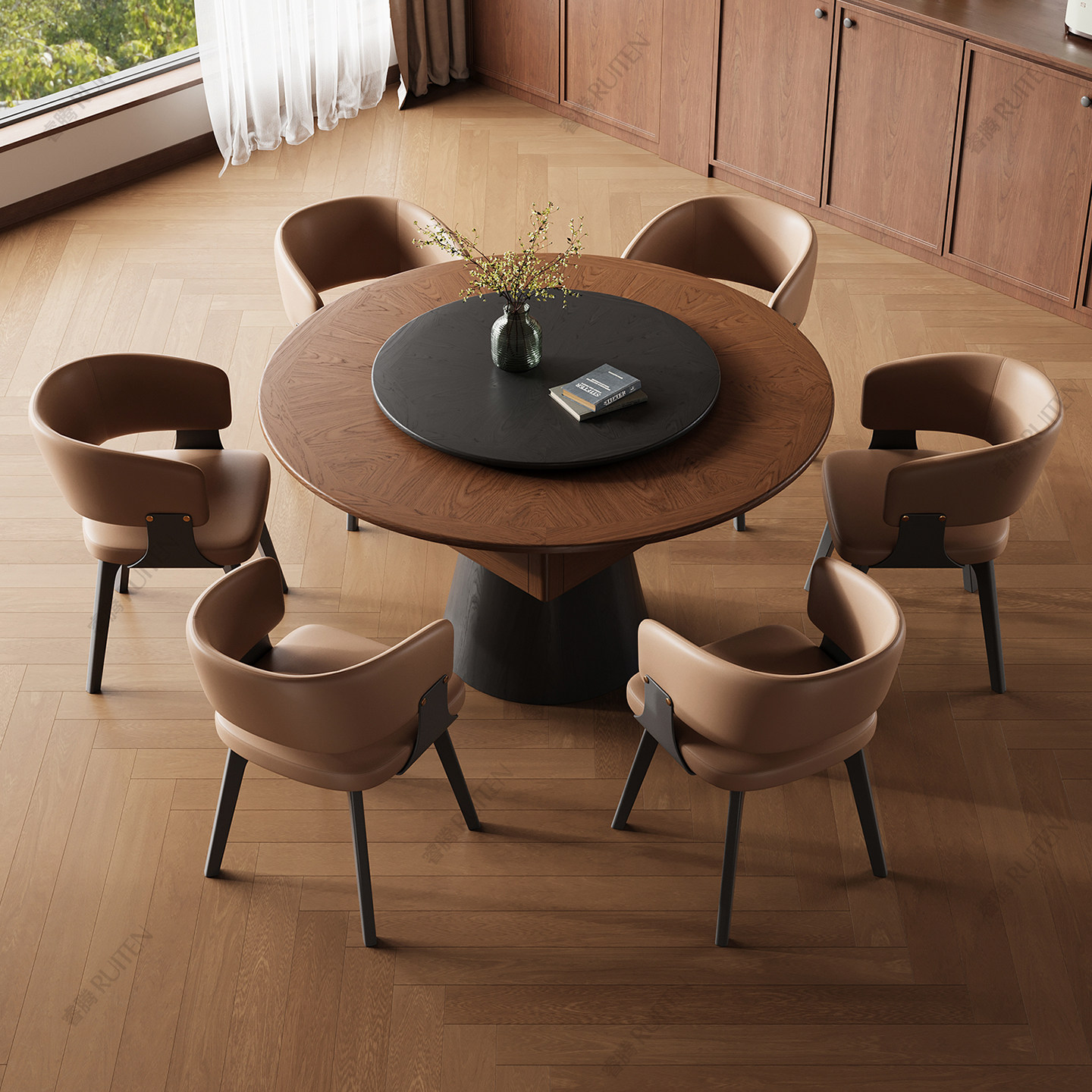 睿腾全自动实木麻将桌餐桌两用