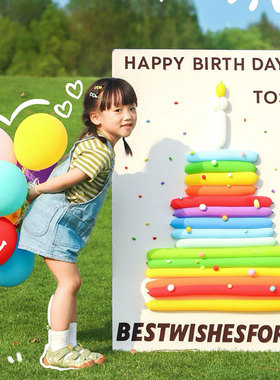 网纱蛋糕kt板定制牌生日场景布置装饰品拍照打卡背景板小红薯同款