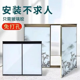 免打孔定制帶框門合頁門吊柜門灶臺門鋼化玻璃晶鋼門柜門自裝
