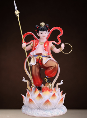 哪吒三太子神像汉白玉摆件