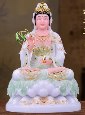 汉白玉供奉家用观音菩萨