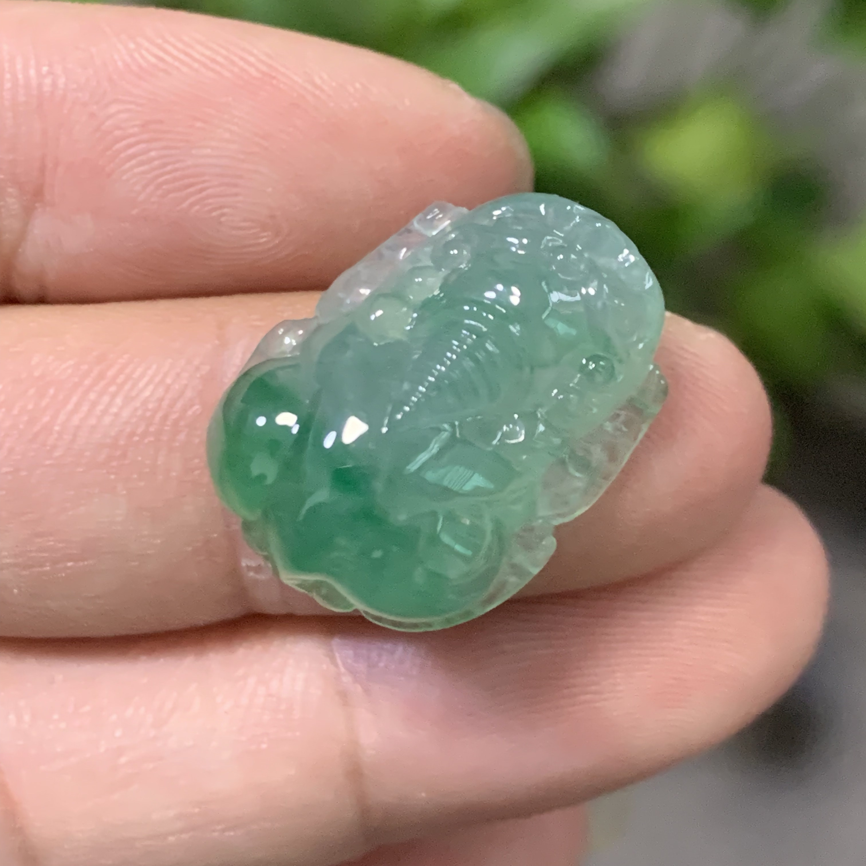 缅甸天然A货冰种飘绿貔貅玉石挂件高种细腻翡翠裸石镶嵌件吊坠