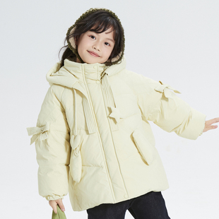 多多一上女小童90绒连帽羽绒服加厚保暖甜美羽绒服外套女童