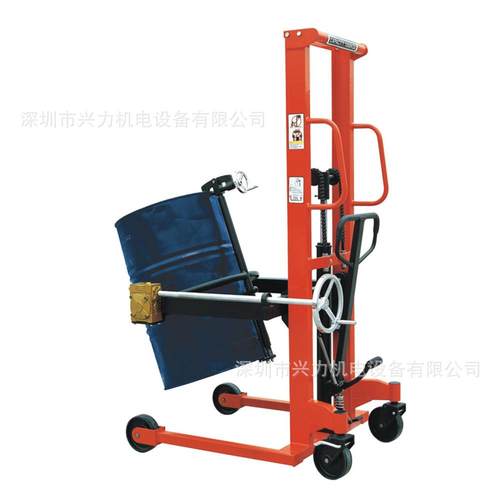 深圳兴力手动油桶翻转车电动油桶倒料车塑胶铁桶翻转车