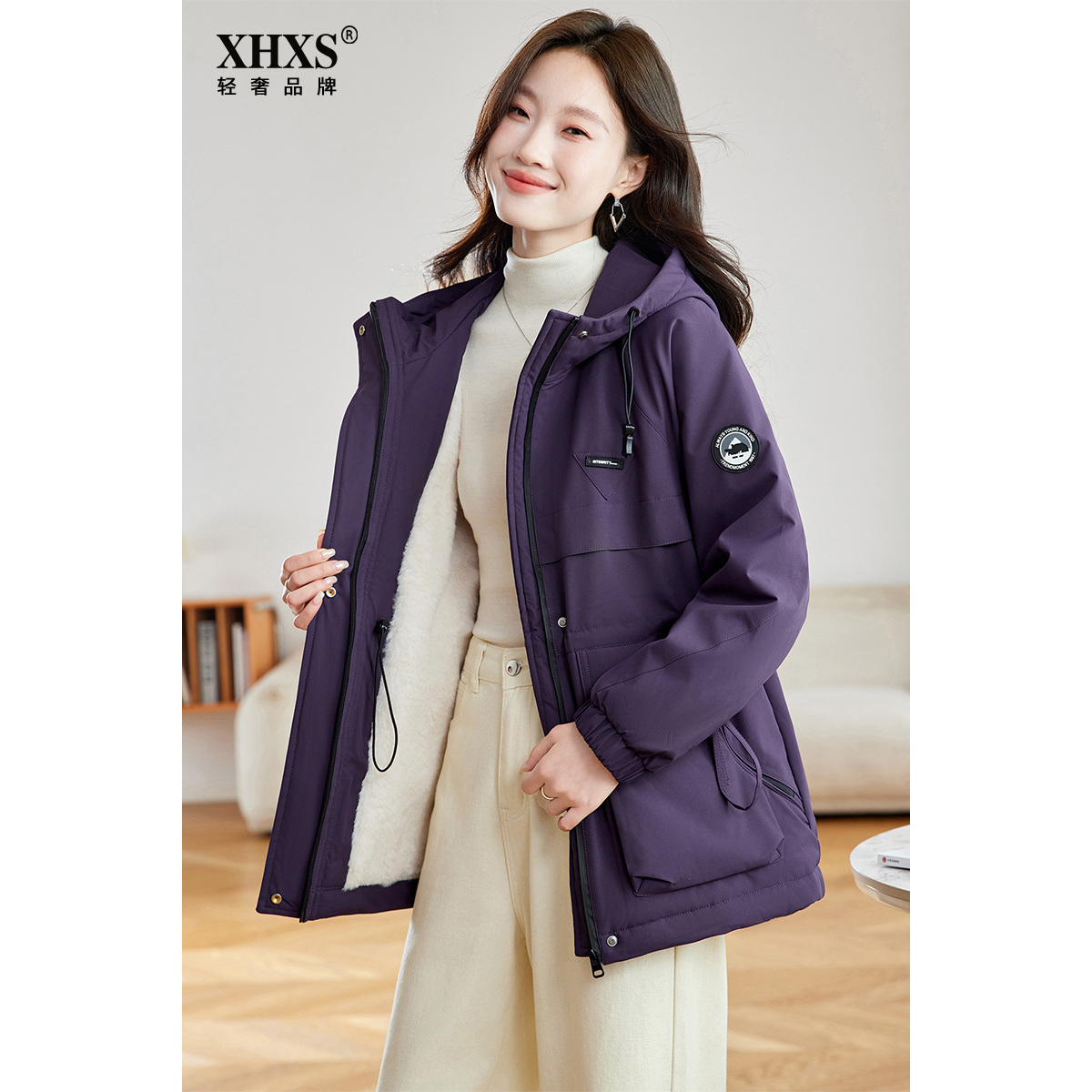 加绒派克棉服女冬季新款加厚保暖