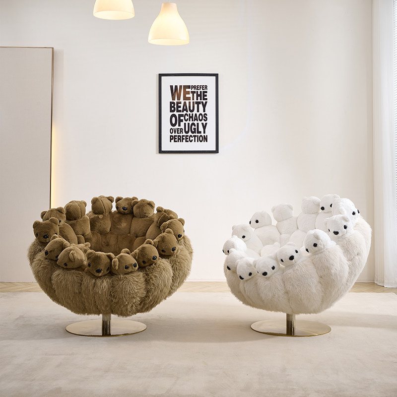 设计师创意个性艺术椅子网红动物玩偶公仔休闲椅北极熊懒人沙发椅