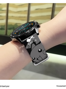 适用三星手表galaxyactive2表带 智能手表表带gear s3/S2/sport s4表带硅胶个性创意潮牌44/46mm男女防水腕带