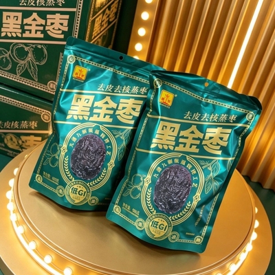 华聚黑金枣九蒸九晒去皮去核蒸枣 500g 袋装软糯即食红枣蜜饯零食