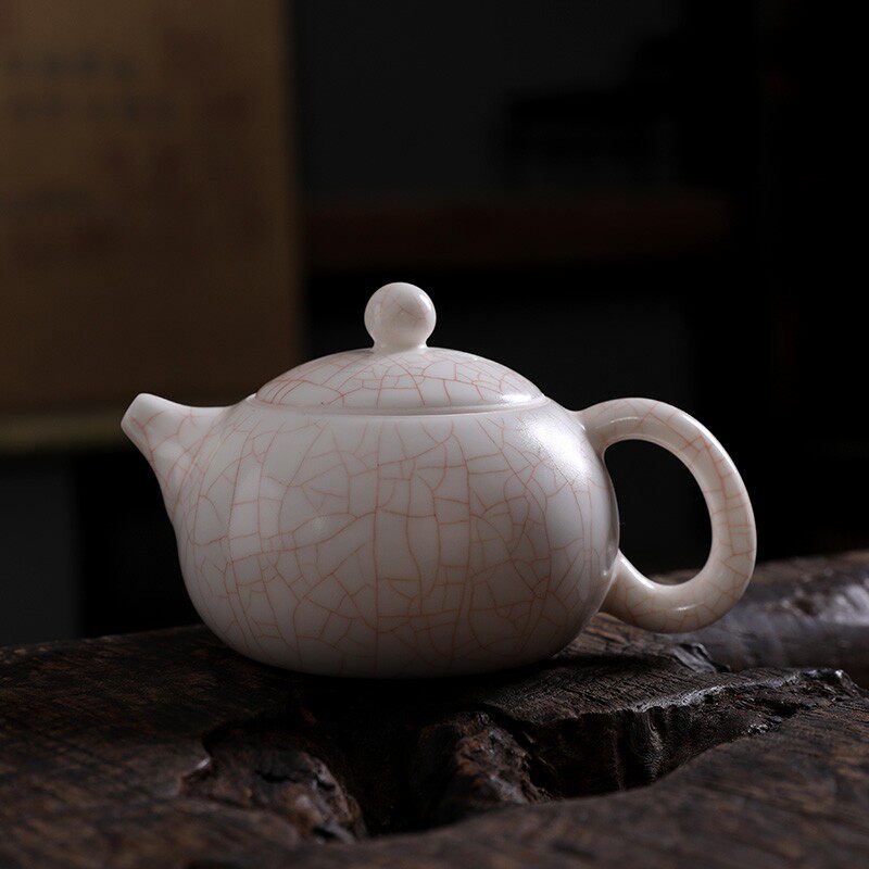 汝窑开片三才盖碗单个公道杯茶壶套装一体全瓷茶滤泡茶碗功夫茶具