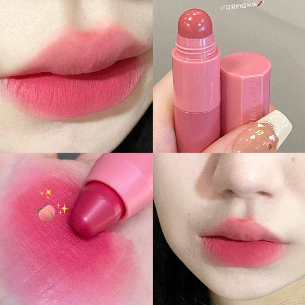 【一支四色】蜡笔口红雾面哑光丝绒多色唇膏笔套装小众唇泥女团色