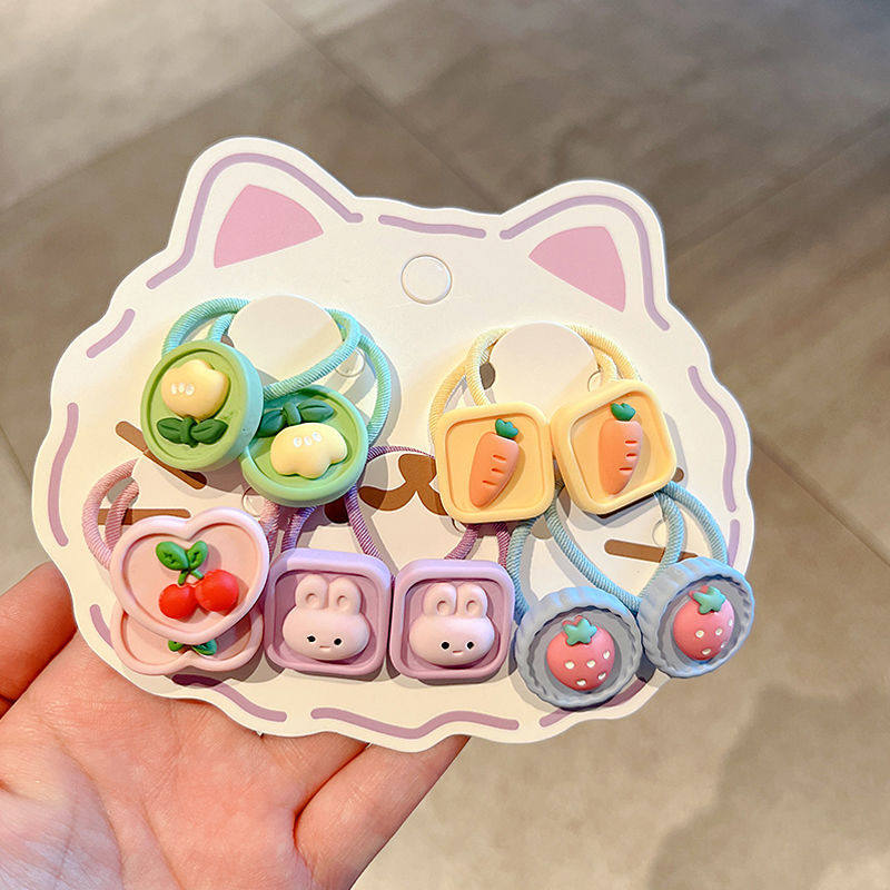 儿童头绳不伤发女孩扎头发橡皮筋马尾小揪揪彩色发圈可爱卡通发绳