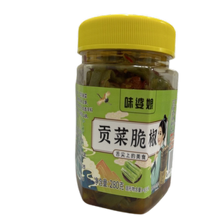 味婆娘贡菜脆椒280g*6瓶婆婆剁椒贡菜湖南香辣下饭菜凉拌即食咸菜