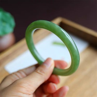 和田玉黄玉手镯正品圆条玉镯新疆若羌青黄口羊脂玉女款证书56.5