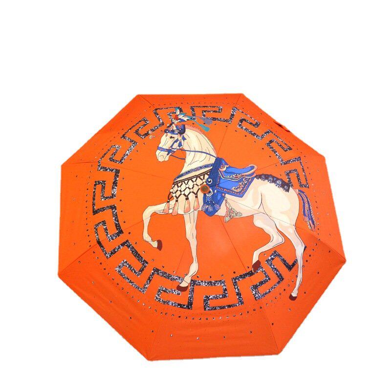 马车遮阳伞三折叠全自动防晒防紫外线太阳伞两用晴雨伞礼品伞防风