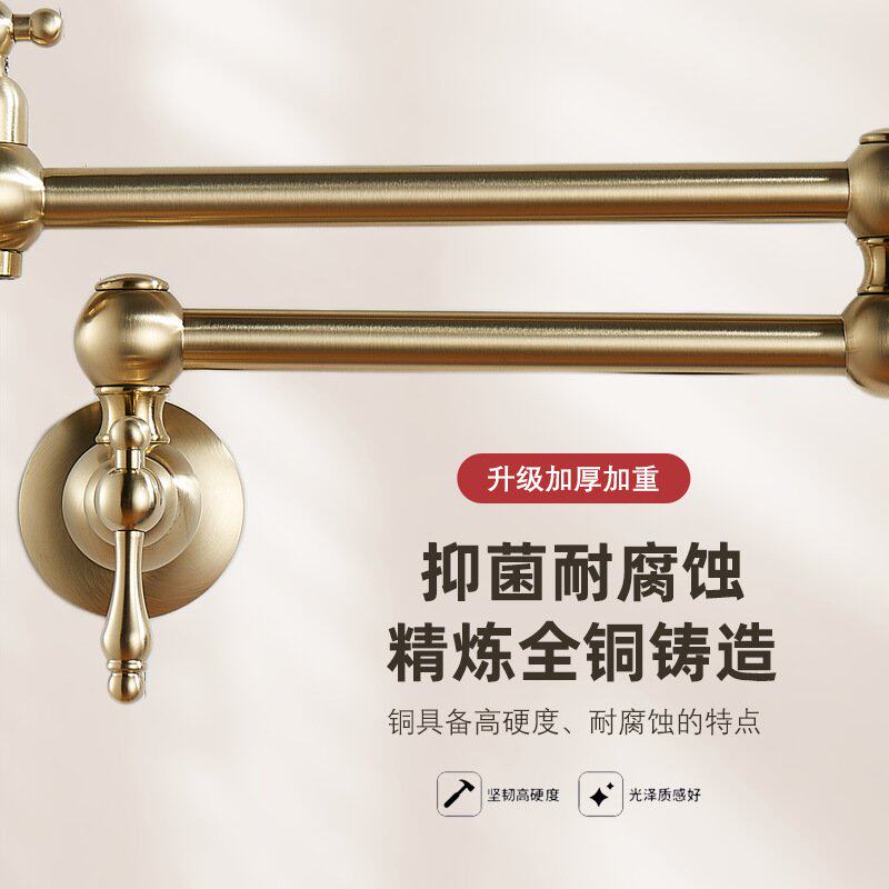 厂家直销全铜单冷水灶台龙头净水龙头厨房加长伸缩折叠洗菜盆龙头
