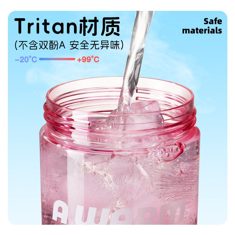 绿珠吸管水杯2026新款女夏天高颜值杯子耐高温tritan塑料杯大容量