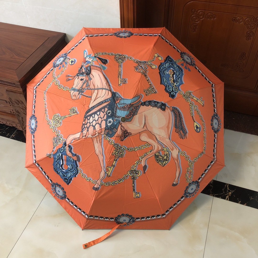 法国轻奢艾马仕自动雨伞H家经典马车防晒遮太阳成人高端礼品雨伞