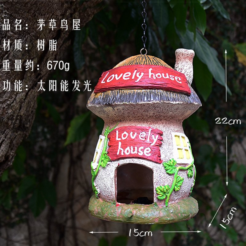 跨境鸟屋窝壁挂件树脂阳台家居造景户外庭院花园布置装饰品摆件