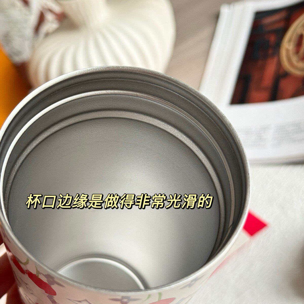 新款彩绘图案老花保温杯可斜挎杯套保温保冷便携旅行咖啡杯礼盒装