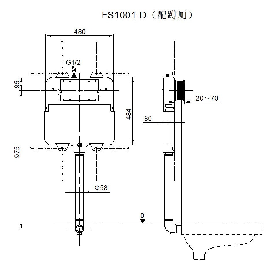 隐藏卫浴水箱入墙蹲便器暗装入墙式嵌入式隐形蹲厕坐厕马桶卫生间