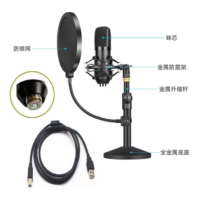 USB麦克风 192K24Bit 桌面电脑话筒  主播直播K歌录音电容麦