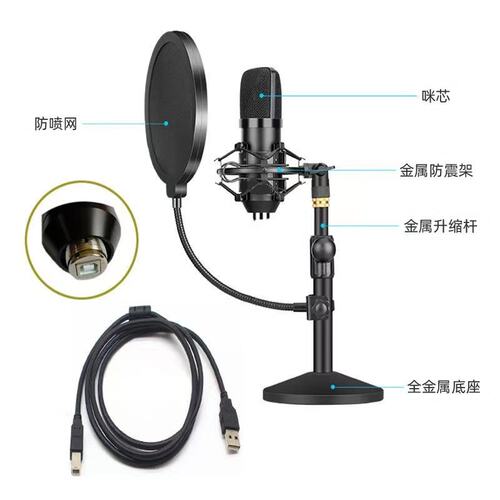 USB麦克风 192K24Bit 桌面电脑话筒  主播直播K歌录音电容麦