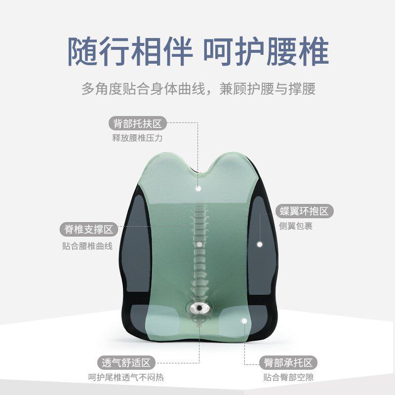 立体结构记忆棉腰靠 简约透气四季通用汽车座椅久坐缓冲靠背垫