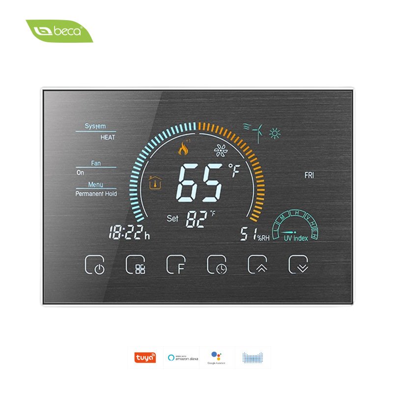 定制24V家用热泵温控器数显空气能C线温度控制器无线WiFi地暖面板