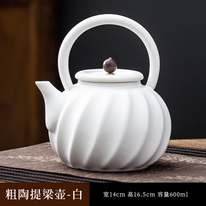 围炉煮茶陶瓷养生壶提梁侧把大号容量适用电陶炉炭炉可干烧煮茶器