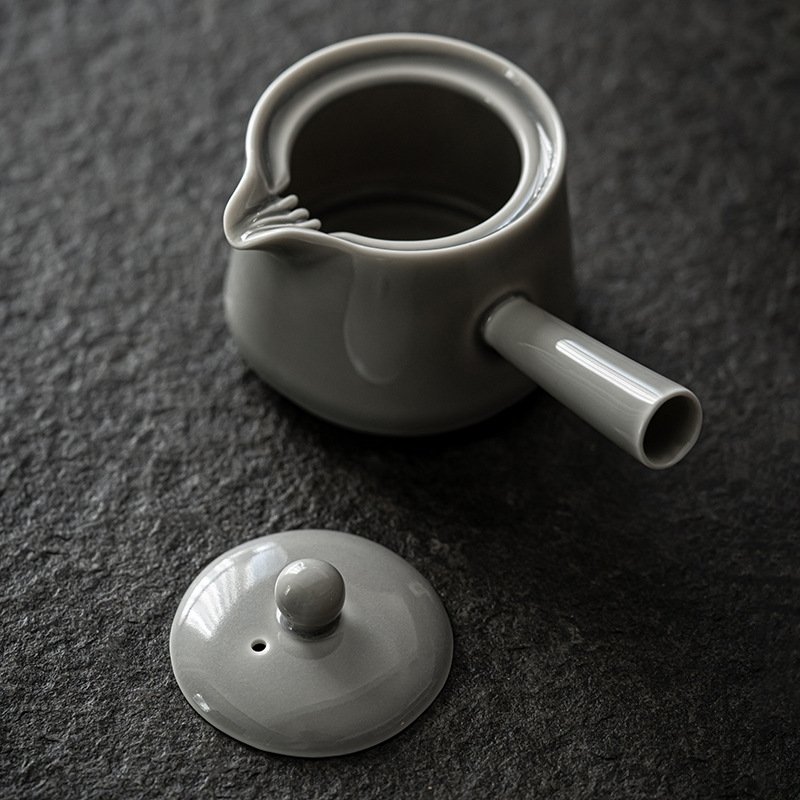 陶瓷侧把壶 日式手工冰灰釉小茶壶功夫茶具泡茶单壶普洱急需壶
