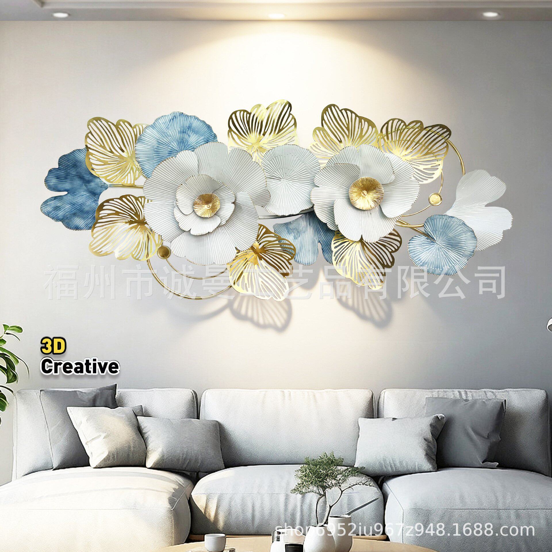 不含税铁艺工艺品创意壁挂北欧风格客厅沙发背景墙饰玄关装饰花朵