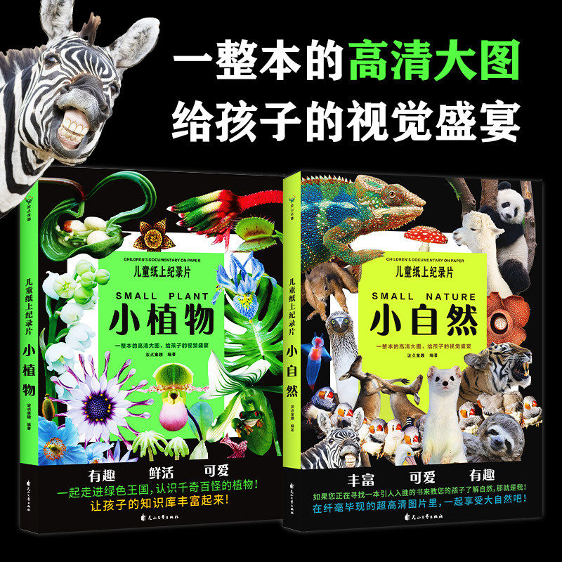 【全2册】儿童纸上纪录片：小植物+小自然 波点童趣 一整本的高清大图 给孩子的视觉盛宴 少儿科普绘本百科绘本漫画 磨铁图书正版