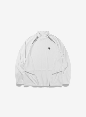 之外Outside半高领拼接长袖t恤衫春秋款男女运动休闲上衣男士卫衣