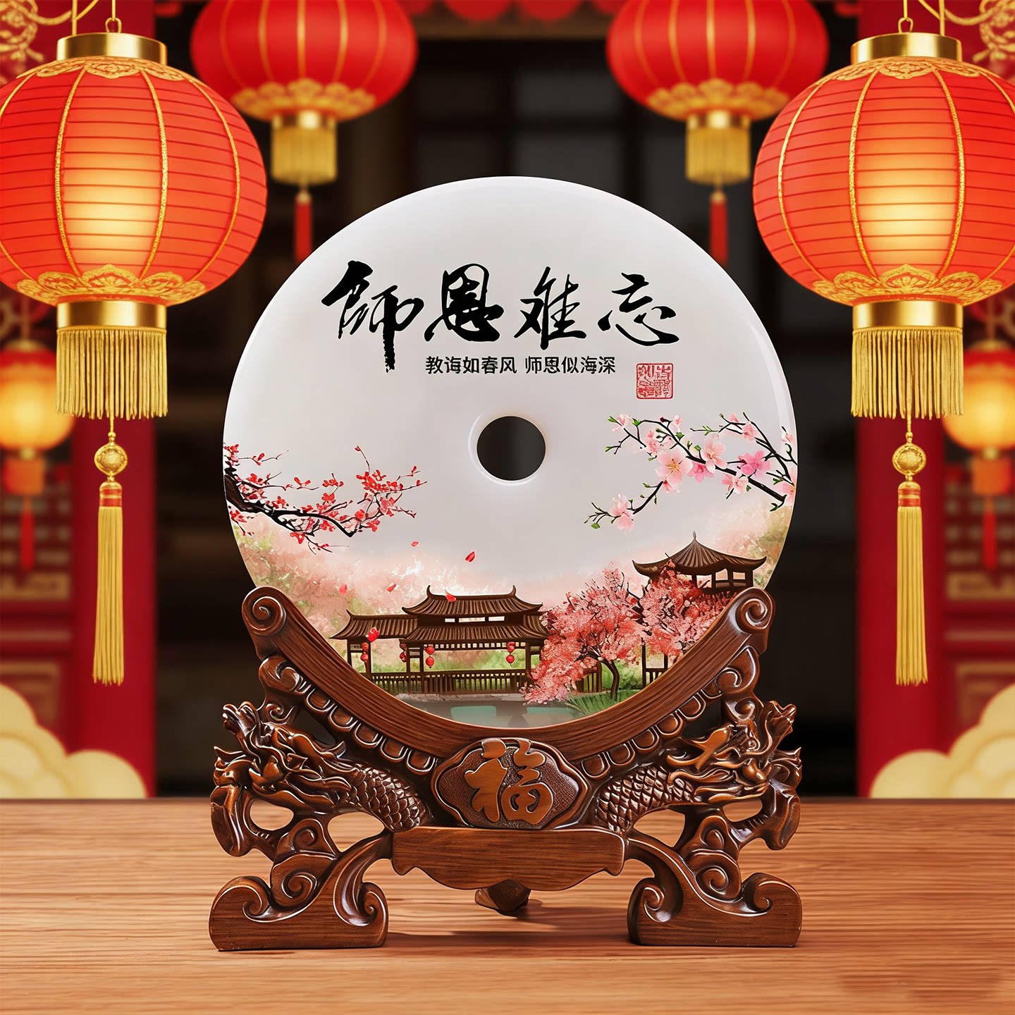 退休纪念品定制送领导同事职工高档玉石平安扣摆件送老师荣休礼物