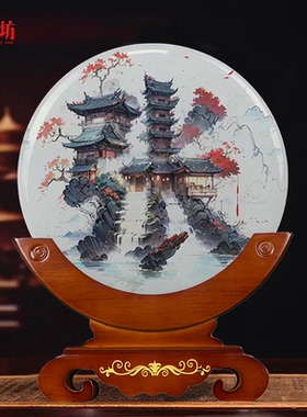 客厅装饰桌面摆件玉石新中式