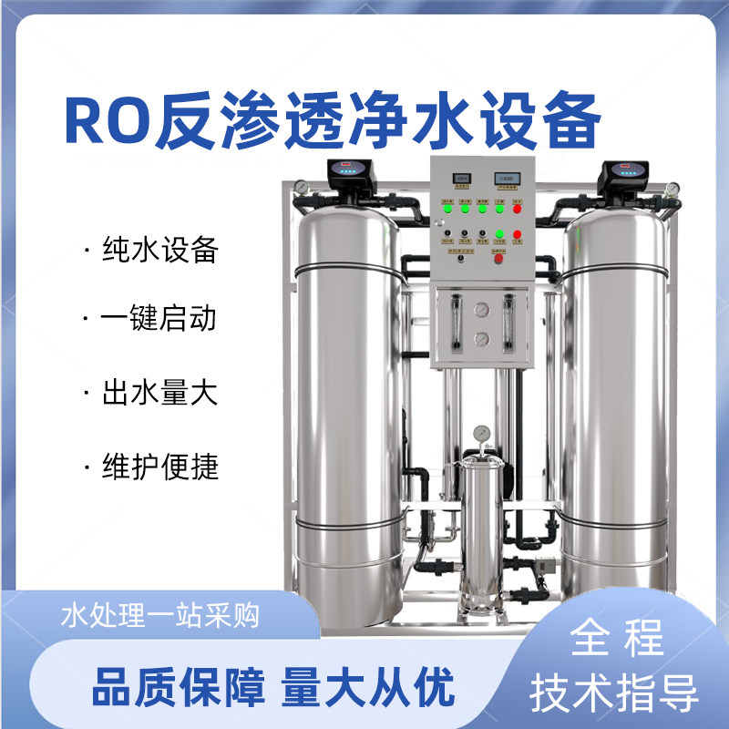 华膜0.5-1吨T双级反渗透加EDI超纯水高纯水生产去离子水处理设备