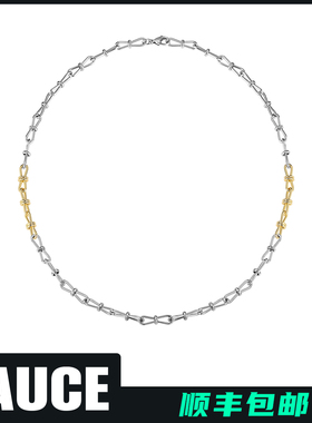 ZAUCE造赐 绳结双色拼接项链 潮流配饰 电镀白金14K黄金
