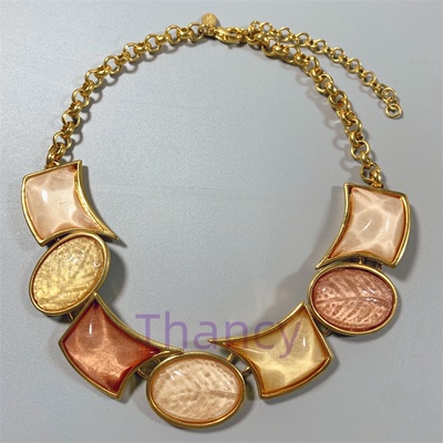 短款雕刻纹理JR打标糖果色项链