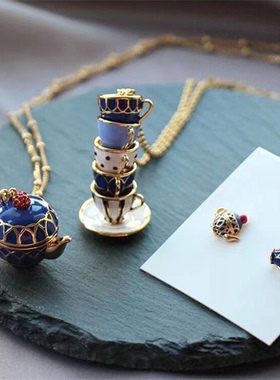 可打开茶壶吊坠马克杯毛衣链套装