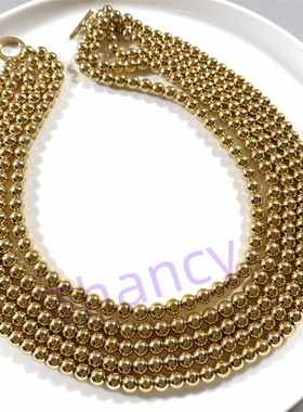 多层金色珠珠夸张项链CHAPS打标