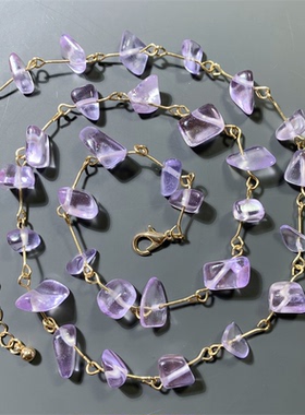 Vintage中古不规则淡紫色切面琉