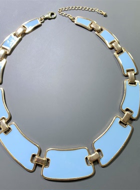 Vintage中古雾蓝色清新气质夸张