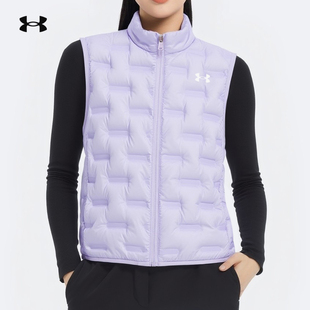 安德玛UA官方女子90鸭绒马甲三防无袖外套秋冬保暖立领轻薄羽绒服