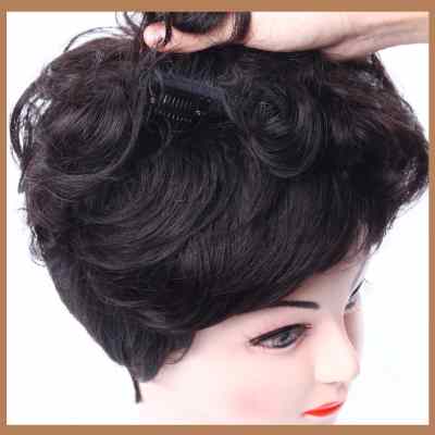 头顶补发块短卷发遮白发刘海片真人发增发量女蓬松自然隐形假发片