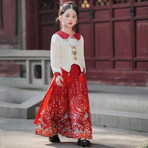 马面裙女童套装2025新款高端儿童汉服国风小女孩古风明制唐装春秋